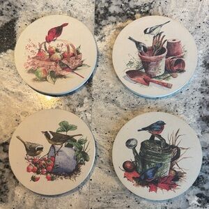 Pier 1 Bird and Garden Tool Coasters Set - Multicolor